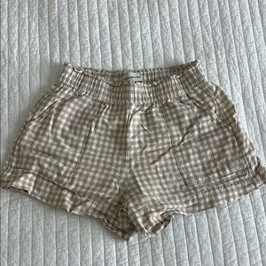 Women's Tan Gingham Shorts